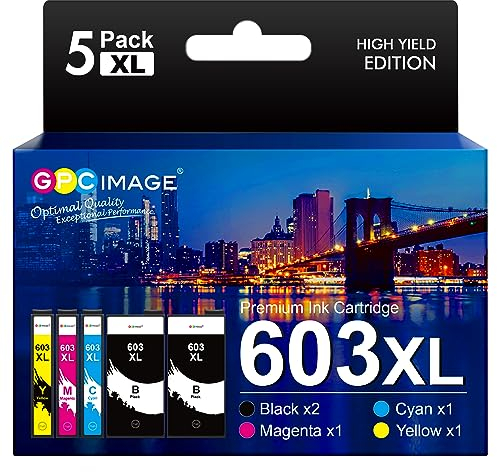 GPC IMAGE 603XL Druckerpatronen Ersatz für Epson 603 603 XL Druckerpatronen für Epson Expression Home XP-3100 XP-4100 XP-2100 XP-2105 XP-3105 XP-4105 Workforce WF-2830 WF-2810 WF-2835 WF-2850(5-Pack)