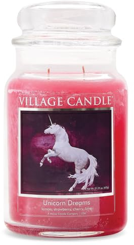 Village Candle Unicorn Dreams Duftkerze im Glas, groß, 602 ml, Rosa