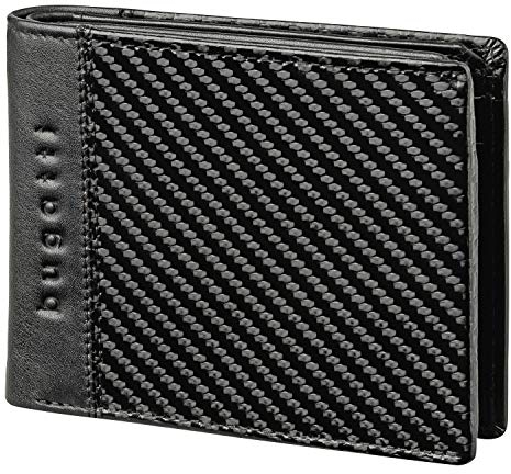 Bugatti Comet Geldbörse Herren Leder – Portemonnaie Herren Querformat Schwarz – Geldbeutel Portmonee Wallet Brieftasche Männer Portmonaise 10CC RFID