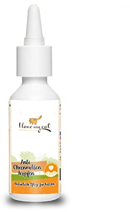 I Love My Cat Anti-Ohrenmilben-Tropfen – 50 ml. Hochwertiges Pflegeprodukt für die Ohren von Katzen mit Kokosnussöl. Ohrentropfen für Katzen. Pflege bei Juckreiz im Ohr. Ohrenreiniger.