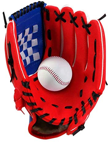 Wonninek Baseball Glove Soft Solid PU Leather Thickening Pitcher Softball Gloves for Kids Teens Adult Professional Baseball Mitt Catching (Red, 10.5 inch)