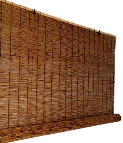 SSB Rideau en roseau de carbonisation, stores romains en bambou naturel, stores enroulables, stores enroulables, respirants, personnalisables (dimensions : 130 x 350 cm)