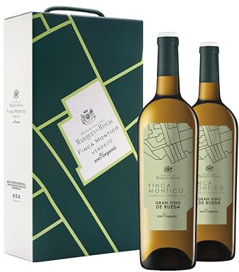 Marqués de Riscal - Vino blanco Finca Montico Denominación de Origen Rueda, Variedad Verdejo, 100% Organic con certificación ecológica - Estuche 2 botellas x 750 ml - Total: 1500 ml