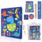 Set Tagebuch Junge, Kinder Schreibwaren-Geschenkset Enthält Dinosaurier Tagebuch mit Schloss Mädchen Notizblock Radiergummi Spitzer Lineal und 6-Farben-Stift für Teenager Notizbuch Geschenke 6+ Jahren