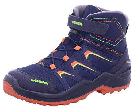 LOWA Maddox Warm GTX Mid 36-40 Blau - Gore-Tex Wasserdichter gefütterter Kinder Gore-Tex Winterstiefel, Größe EU 38 -