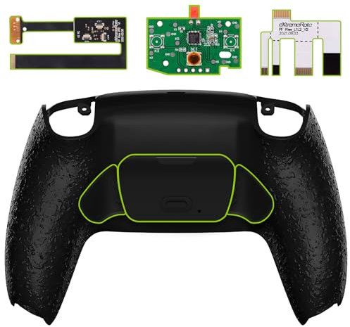 eXtremeRate Textrued Black Back Paddles Programable Rise 2.0 Remap Kit für PS5 Controller BDM-010 BDM-020, Upgrade-Board & neu gestaltete Rückschale & Rücktasten-Set