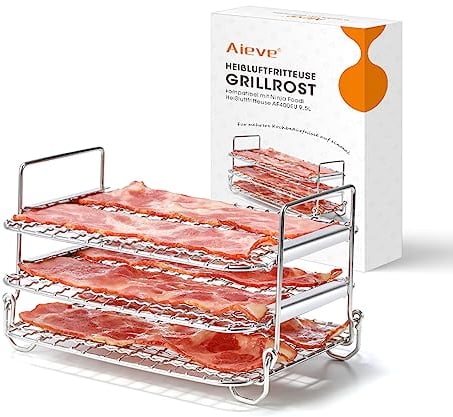 Aieve Heißluftfritteuse Grillrost Airfryer Zubehör Double Stack XL kompatibel mit Ninja AF400EU 9,5L / Ninja foodi max dual zone / SL400EUCP/ AF500EU / AF500EUCP