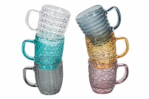 Set 6 tazzine caffè 90 ml in vetro colorato, Geometrie