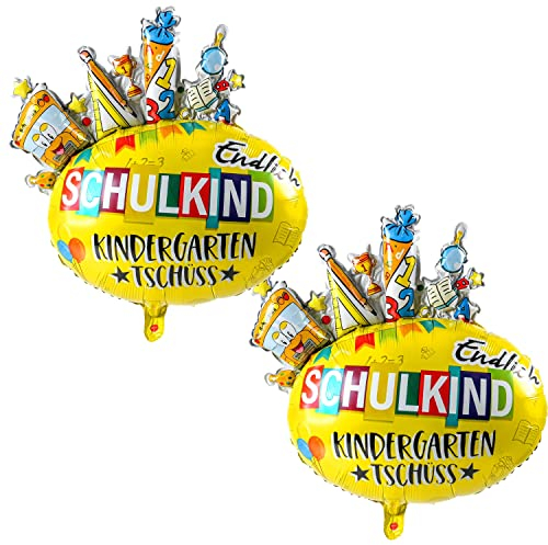 iZoeL Schulanfang Einschulung Schuleinführung Folienballon 2Stk Helium Luft Ballon Einschulung Junge Mädchen Deko