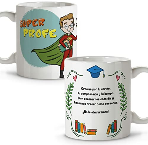 Regalo Profesor. Taza Profesor. Regalos Originales para Profesores. Taza de Cerámica. Varios diseños. SÚPER PROFESOR