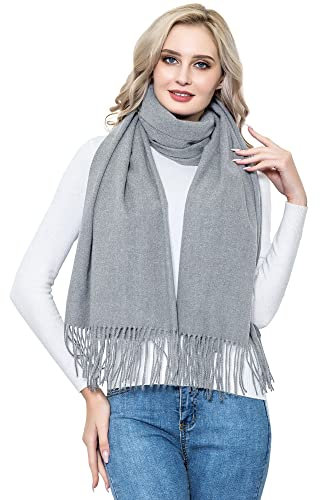 vimate Kaschmir Pashmina für Frauen, Winter Thick Grey Kaschmir Schal Schals und Wraps für Frauen/Männer (DE-Grey)