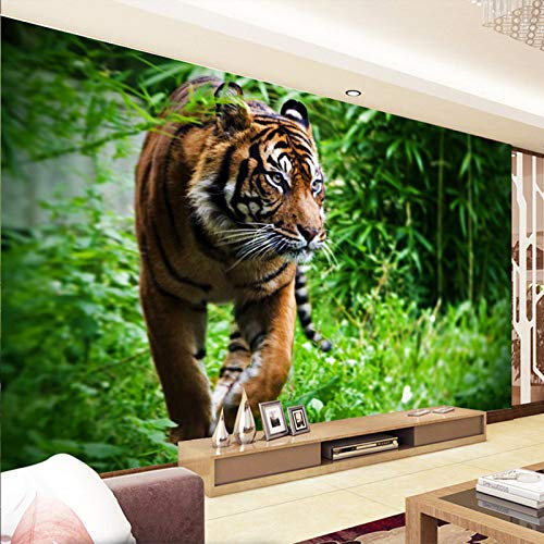 KEYESMINER Fototapete 3D Tier Tiger 300 cm B x210 cm H Vlies Tapeten Wandtapete XXL Moderne Wanddeko Wohnzimmer Schlafzimmer Büro Flur