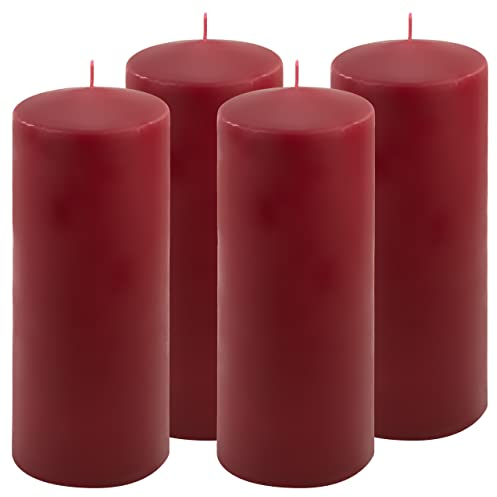 Stumpenkerze weinrot Höhe 25 cm Ø 10 cm lange Brenndauer Rund-Kerze Säulenkerzen Kerzen-Deko Tafelkerzen Weihnachts-Kerzen Hochzeit (4)