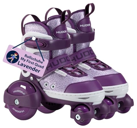 HUDORA Rollschuh My First Quad in versch. Größen & Farben - hochwertige Kinderrollschuhe bis 20kg - Kinder Skates größenverstellbar - sichere Einsteiger-Rollerskates mit großen Rollen