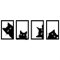 Dexlyn 4 Stück Katze Wanddeko Metall Schwarz für Wohnzimmer Schlafzimmer Café Bar - Minimalistische Wand Deko 8×12 in
