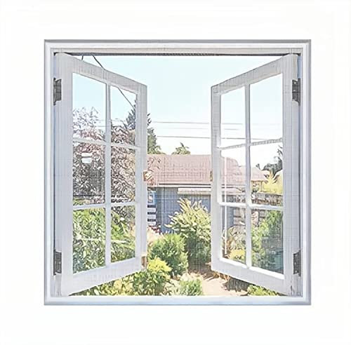 Zanzariera per Finestra 90x170cm(35.4x67in) Zanzariera con adesivo Zanzariera a maglia sottile Alta trasparenza Ampia gamma di utilizzo Facile da aprire e installare Bianco