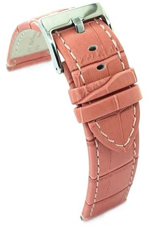 Diloy Bracelet montre cuir gravure crocodile écaille carrée sport plat – Tailles 14mm 16mm 18mm 20mm 22mm 24mm – Élégant et robuste 361 Rose Clair 24mm