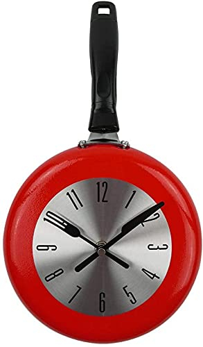 ZEDARO Wall Clock Metal Frying Pan Design 8 Inch Clocks Kitchen Decoration Novelty Art Watch