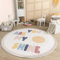 TT Home Babyzimmer Teppich Rund Kinderzimmer Waschbar Regenbogen Sonne, Farbe:Blau Gelb Creme, Größe:160 cm Rund