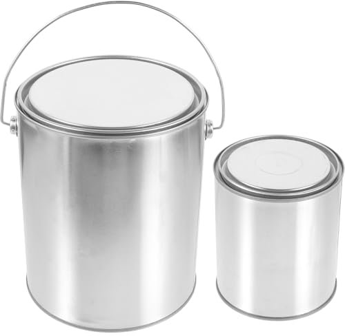 OSALADI Lot de 2 pots de peinture vides en métal avec poignée de couvercle - 4 l et 1 l - Seau de peinture à l'huile verrouillable - Pour projets de bricolage, arts, fêtes, bonbons, rangement de