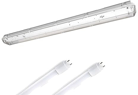 ELG Leuchten LED Feuchtraumleuchte 120cm 2x15W Hochwertige Glas LED Röhren 3000K Warmweiß 2x1620lm IP65 Kellerleuchte Arbeitsleuchte Deckenleuchte Werkstattleuchte Industrieleuchte Nassraumleuchte