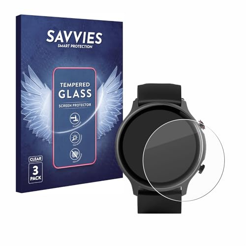 Savvies Panzer Schutz Glas für Hama Fit Watch 6910 (3 Stück) 9H Hartglas, Anti-Fingerprint, Displayschutz