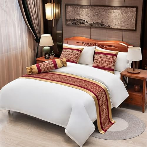 Bettläufer Und Passender Kissenbezug, Bettflaggenbezug Bunt Gemusterte Schals Heimdekoration Bettwäsche Betthandtuch Schlafzimmer Tagesdecke Schutz Für Haus Und Hotel ( Color : 1 , Size : 50*180CM(1.2