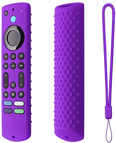 Silicone Remote Cover for All New Fire Stick 4K Max 2023, Silicone Case Compatible with Fire TV Stick 4k Max 2nd Gen, Toshiba/Insignia NS-RCFNA-21 Silicone Sleeve with Lanyard (Purple)