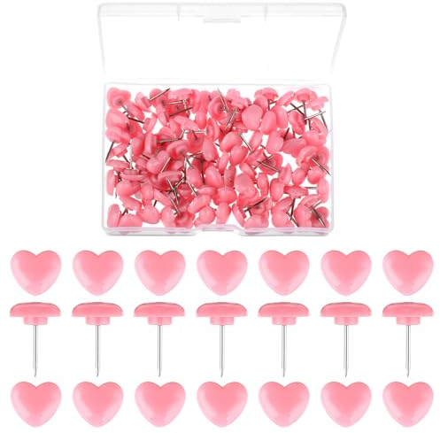 Mabor Lot de 100 punaises roses en forme de cœur pour tableau en liège - 1,2 cm - Décoration pour affiches, photos, cartes postales