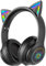 PHNIXGAM Wireless Bluetooth Kopfhörer für Kinder, mit 3,5mm verdrahtetem Modus nur für Audio, Faltbarer Kopfhörer mit Mikrofon, RGB Licht, für Schule Gaming, Kompatibel mit Handys PC Table (A Schwarz)