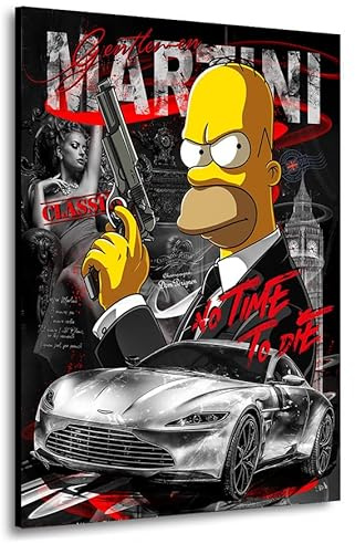 Kunstgestalten24 Leinwandbild Homer Bond Comic Pop Art Wandbild Kunstdruck Wanddeko