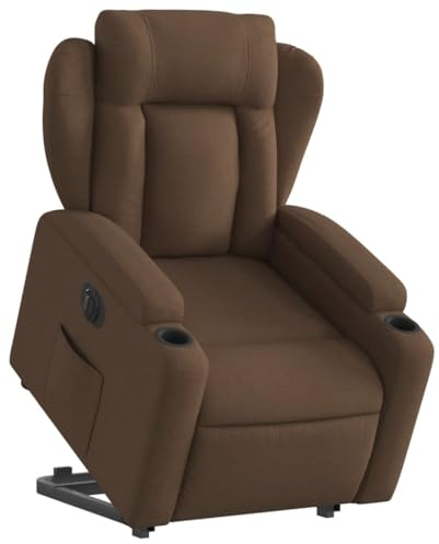 vidaXL Relaxsessel, Sessel mit Aufstehhilfe Elektrisch, Fernsehsessel mit Liegefunktion, Liegesessel Aufstehsessel für Wohnzimmer, Braun Stoff