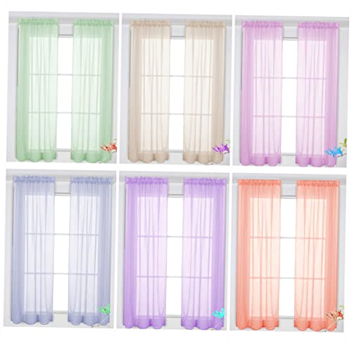 ABOOFAN 2pezzi Tende Trasparenti in Voile Tende in Tulle Monocromatiche Per Finestra Zanzariera Per Camera Da Letto Nuziale Tulle Per Finestre