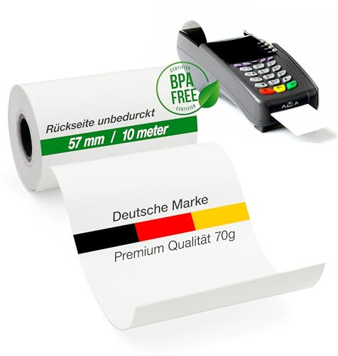 spar-home® 20x EC-Cash Kassenrollen 57mm x 10 meter - Thermorollen für Thermo Kasse Bondrucker Kasserollen Rollen Thermopapier Bonrollen für EPOS-Drucker Rechner Kassenbondrucker (20, 57-30-12mm)