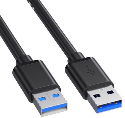 0.5M USB 3.0 A Male to A Male Cable, Black USB-A to USB-A Short Data Transfer Lead, SuperSpeed 5Gbps Male to Male USB Cable for Laptop, PC, USB Hub, Docking Station, External Hard Drive Enclosure