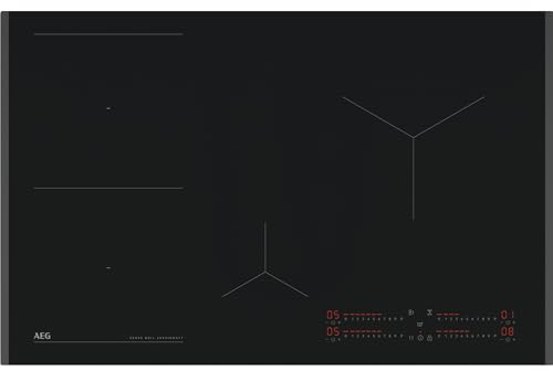 AEG Induktionskochfeld autark 80cm, Made in Germany, 4 Flex-Zonen mit Kratzresistenter SaphirMatt-Oberfläche, SenseBoil verhindert Überkochen, Bridge-Kombination 2er Zonen, Facetten-Design, TII84B1FFZ