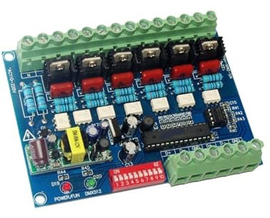 Decoder DMX512 ad alta tensione AC110V-220V 6/12 canali 50HZ 6/12CH dimmer DMX for illuminazione scenica con lampadine a incandescenza(Color:WS-DMX-HVDIM-6CH)