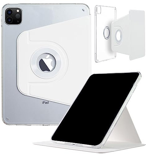 DMaos Funda para iPad Air-6 (13 pulgadas) 2024, cubierta inteligente desmontable magnética, soporte plegable de rotación de 360 grados, color blanco
