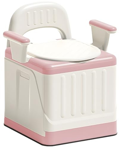 Toilettes D'aisance de Chevet, Chaise Percée avec Accoudoirs et Dossier, Pot de Chambre Adulte, Antidérapante et Anti-retournement, pour Handicapées, Femmes Enceintes (pink)
