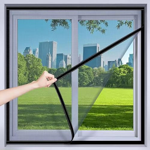 60x155cm Fliegengitter für bodentiefe Fenster - Insektenschutz selbstklebend - Fliegen Netz ohne Bohren