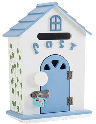 Yajuer Briefkasten, Briefkasten Aus Holz, für Arbeitsplatte Oder Wandmontage, Briefkästen für Draußen, Dekorativ, Moderner Briefkasten, Außendekor, Briefkasten Aus Holz Fürs Haus(Blue)