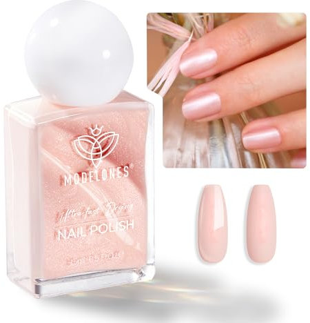 Modelones Smalti per Unghie Rosa Glitterata, Smalto per Unghie ad Asciugatura Rapida Smalto Unghie Lunga Durata 15ml Nail Art per Salone Unghie