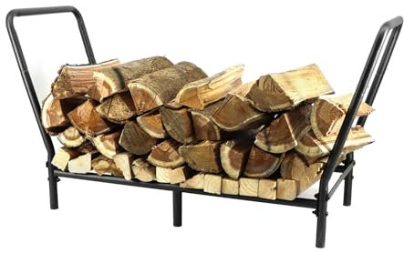 BiggerFire Kaminholzregal Holzständer Kaminholzregal Halter für Holzaufbewahrung Stahl Kaminholzregal Holzaufbewahrung für Kamin Indoor Outdoor Schwarz 86,4 x 45,7 cm