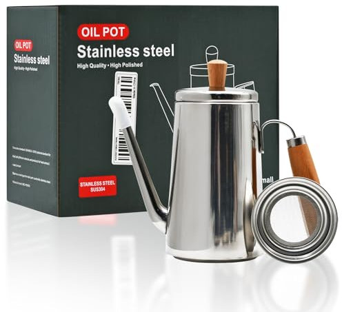 304 Stainless Steel Olive Oil Dispenser, Long Eagle Beak Leakproof Oil can with Filter Strainer,Olive Oil Bottle-Kitchen Accessories for Oil Leakage Storage Kettles (750ml)
