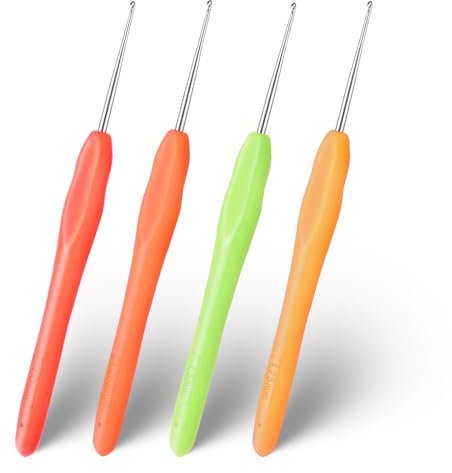Molain 4 Stück Häkelnadeln, 1 mm 1,25 mm 1,5 mm 1,75 mm Häkelnadelset Kleine Größe Häkelnadel Ergonomischer Griff Häkelnadeln Spitze Häkelnadeln für Stricken Schal Handschuhe Taschen Hüte Socken