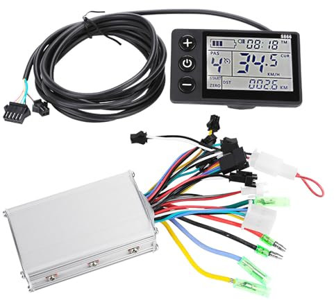 WPKD BLUEIY Display LCD per Bici Elettrica,36V/48V 350W Display LCD Impermeabile per Bici Elettriche,Plastica Metallo,per Scooter Elettrico(8x5cm)