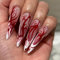 Clataly 24pcs français longue pointe de sang gouttes faux ongles rouge flamme teint faux ongles Halloween faux ongles femme presse ongles (B, 24)