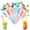 16Pcs Pajitas Rizadas Reutilizables Divertidas sin BPA Lavables, Pajitas de Dibujos de Dinosaurios de Colores de Playa, Pajitas de Plástico Novedosas para Fiestas Niños Cumpleaños