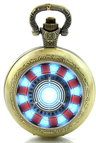 Cymru Apparel Gift Boxed Iron Man Arc Reactor Themed Quartz Pocket/Necklace Watch