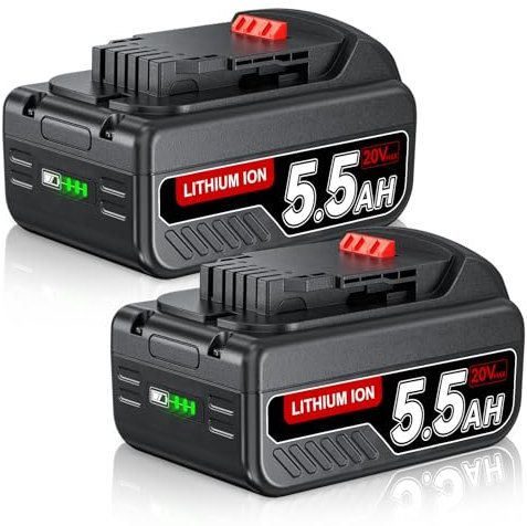 Lot de 2 batteries Li-ion de rechange 18 V 5,5 Ah pour batterie Dewalt 18 V Max DCB200 DCB201 DCB184 DCB182 DCB181 DCB180 avec affichage LED pour outils électriques